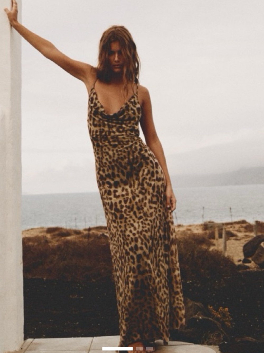 Zara Leopard Print Maxi Dress in Cream and Brown